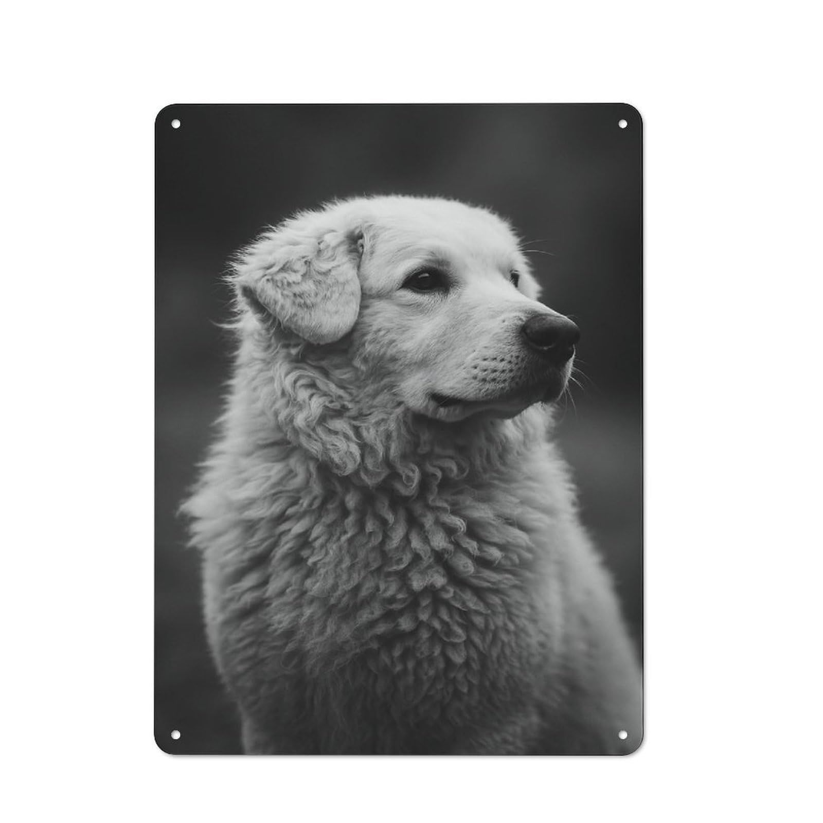 Tin Wall Plaque 40x30cm with Kuvasz Dog for Hobby Room Or Studio, for Updating Hobby Room And Studio after Moving