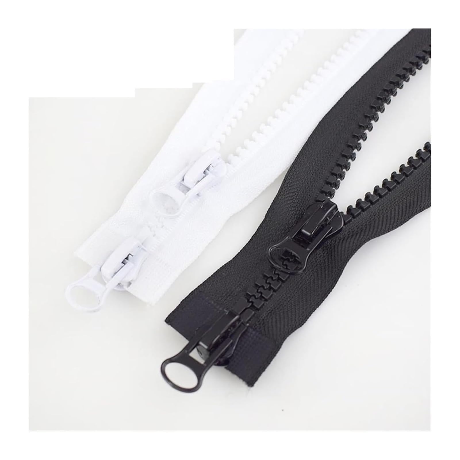 2 Stück Reißverschlüsse Schwarz Weiß Doppelschieber Offenes Ende(Black,110CM)