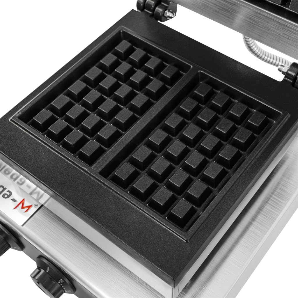 MEGA-M gofrownica gastronomiczna prostokątna 2 kW 230 V inox | Płyta 4x6, 2 gofry 18x22 cm, stal nierdzewna, do lokali gastronomicznych i punktów food service