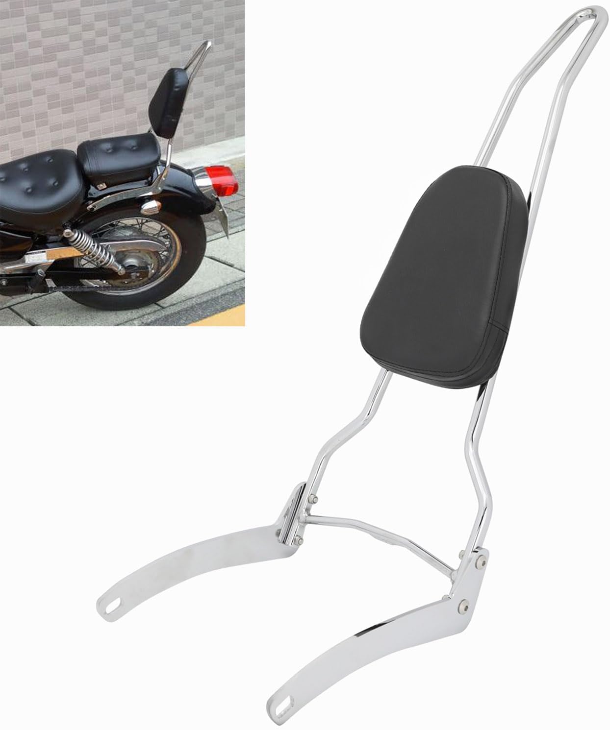 Passenger Tall Sissy Bar Rear Backrest Fit for Yamaha Virago XV125 1989-2011 XV250 1989-2020 V Star XV250 2008-2023, Chrome