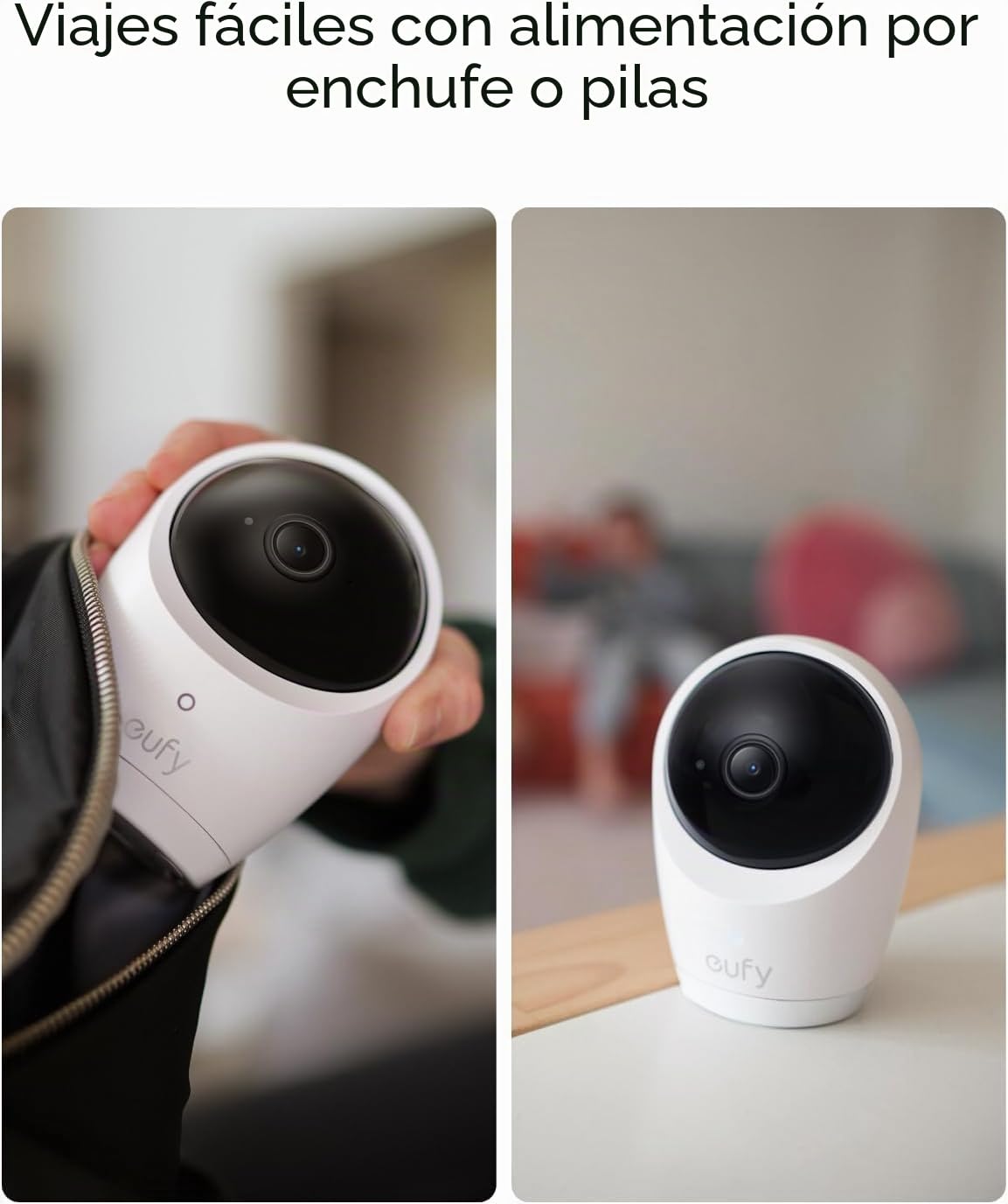 Monitor de Bebé eufy E20, Cámara 2K HD con Control Fuera de Línea, Visión Nocturna Ultra Clara, Zoom 4X, Batería Integrada, ANR, Alarmas Inteligentes, Interruptor de Privacidad
