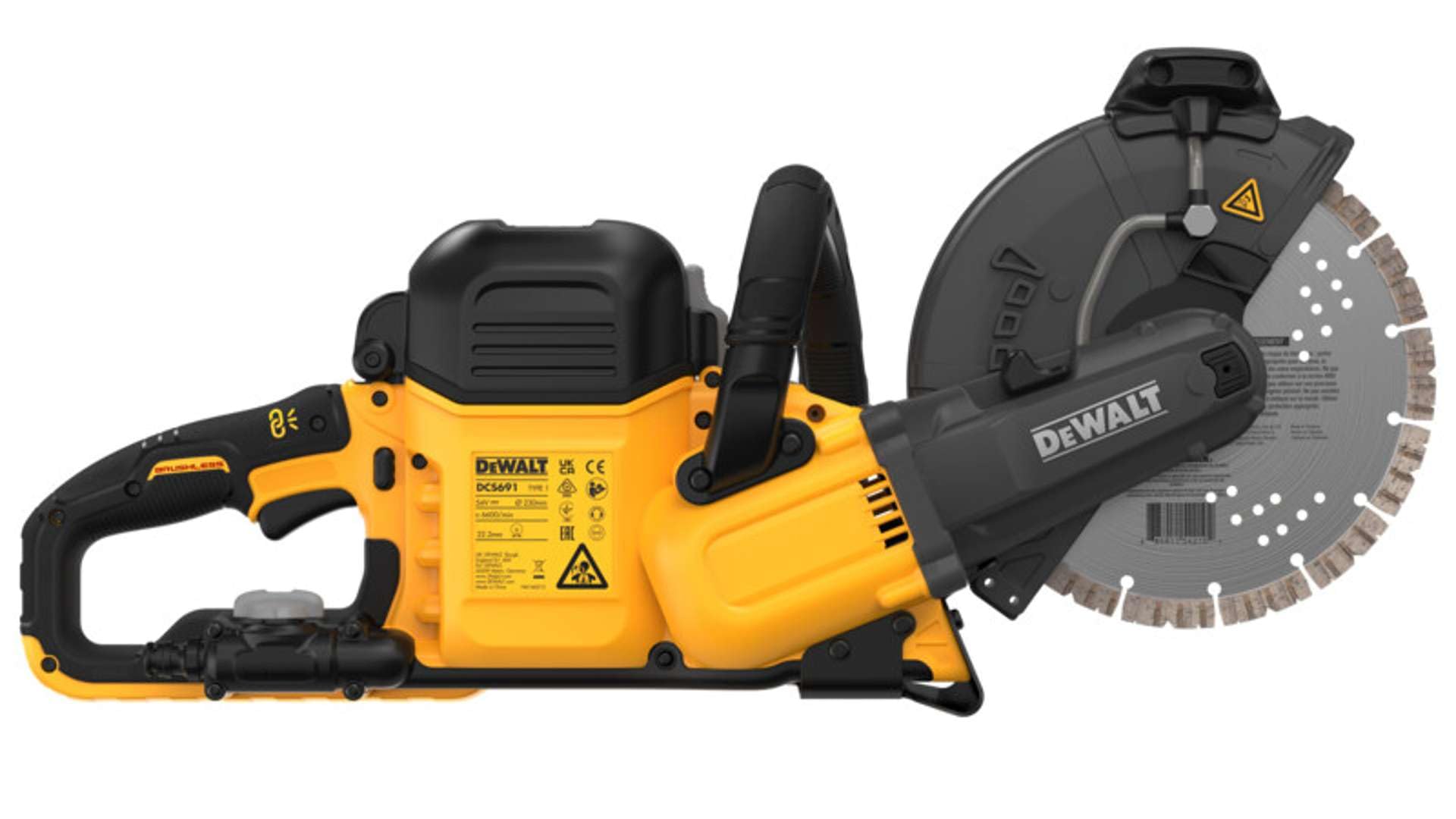 Cortadora de hormigón sin escobillas XR FLEXVOLT 54V Ø230mm con 2 baterías 54V/18V Li-Ion 9Ah