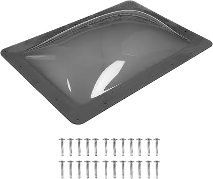 Jack Boss RV Skylight Replacement, 18" x 26" Camper Skylight Cover, RV Shower Skylight Cover Outer Dome Fit Standard 14" x 22" Openings, for Roof Trailer Fifth Wheel Motorhome, Smoke Gray