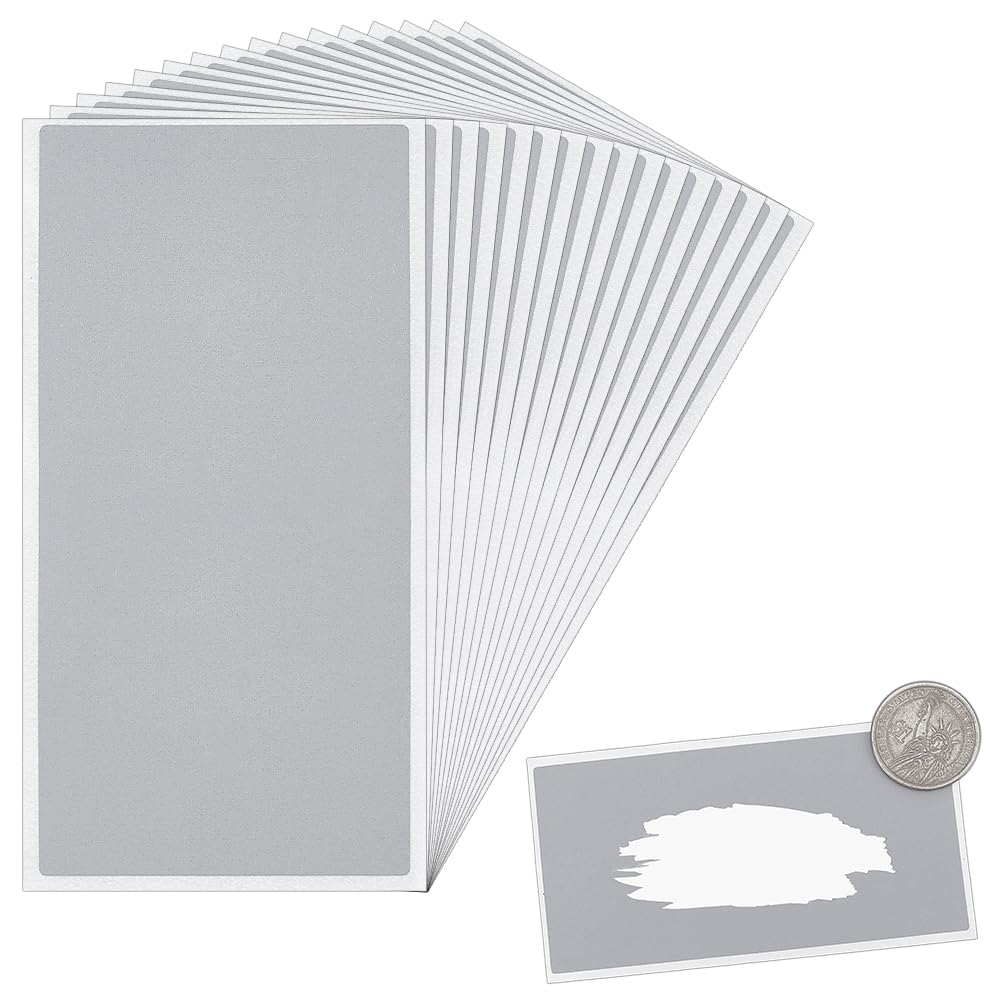 OLYCRAFT 100Pcs 100x50mm Scratch Off Sticker Labels Silver Scratch Off Stickers Self Adhesive DIY Rectangle Labels DIY Scratches Cards My Scratches Offs for Make Your Own Raffle Ticket Games