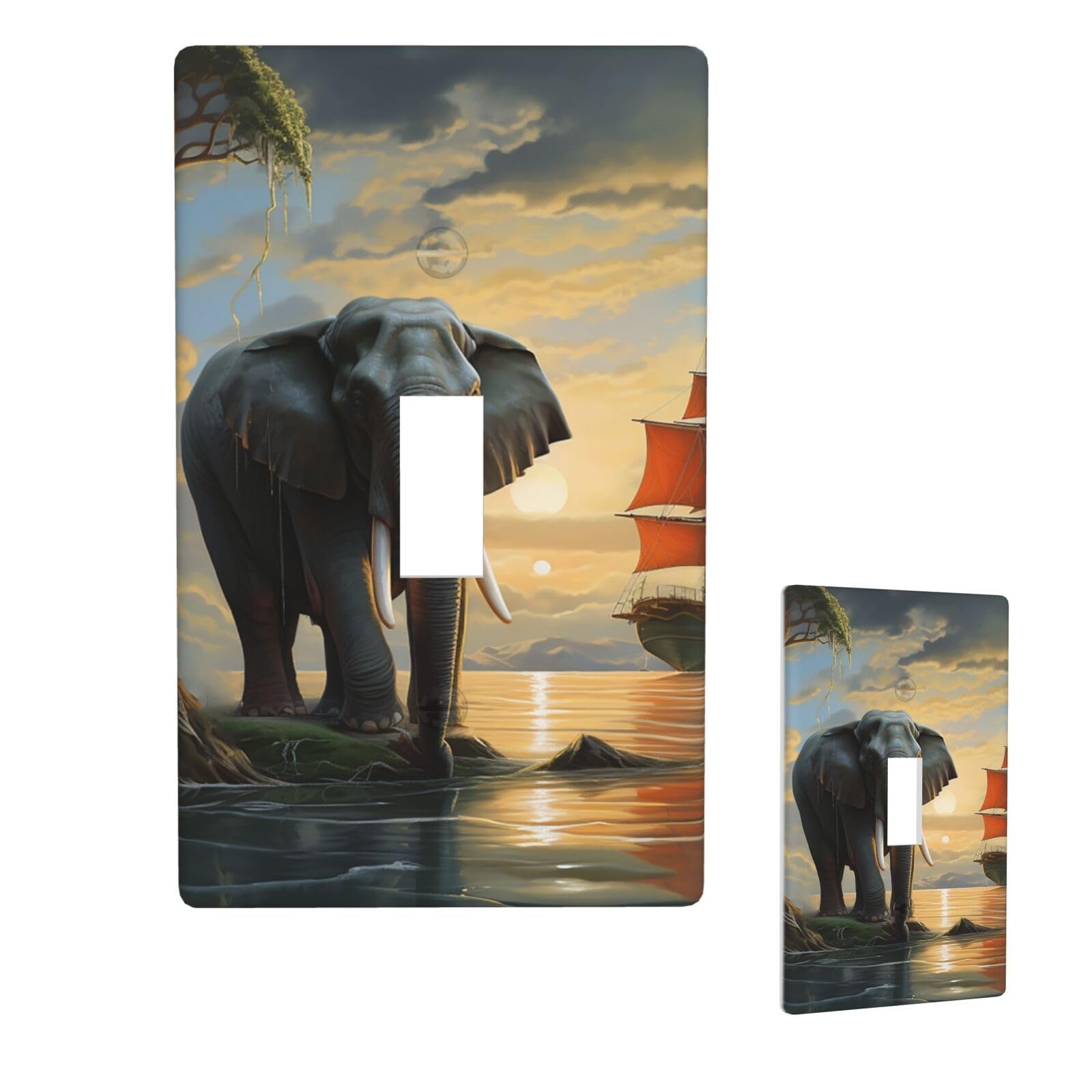 1 Gang Single Toggle Wall Plates, Unbreakable Decorative Light Switch Plate Covers Elephant Look At The Sailboat Electrical Switchplate Cover Faceplate For Bathroom Kitchen Decor