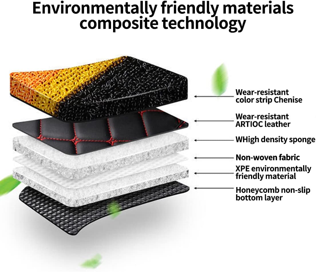 Custom Double Layer Car Floor Mats, Custom Fit for 95% Cars Carpet Mats, All Weather Waterproof Non-Slip Protection Double Layer Floor Liners(Red + Red)