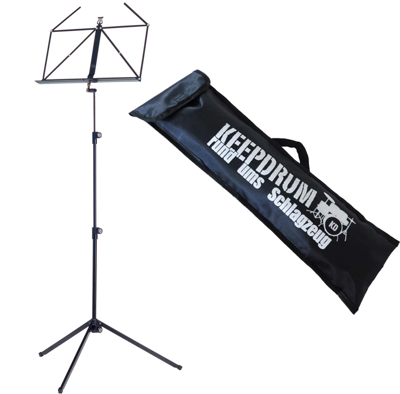 K&M 100/1 stojak na nuty, pulpit z kieszenią keepdrum Bag (czarny)