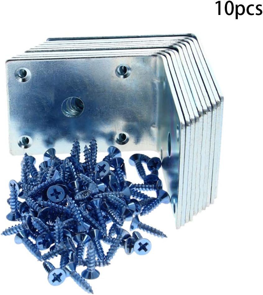 MroMax 10PCS Right Angle Bracket Corner Bracket 2.76" x 1.93" (L x W) Galvanized Angle Bracket Fastener Right Angle Bracket Suitable for Furniture Wooden Cabinet