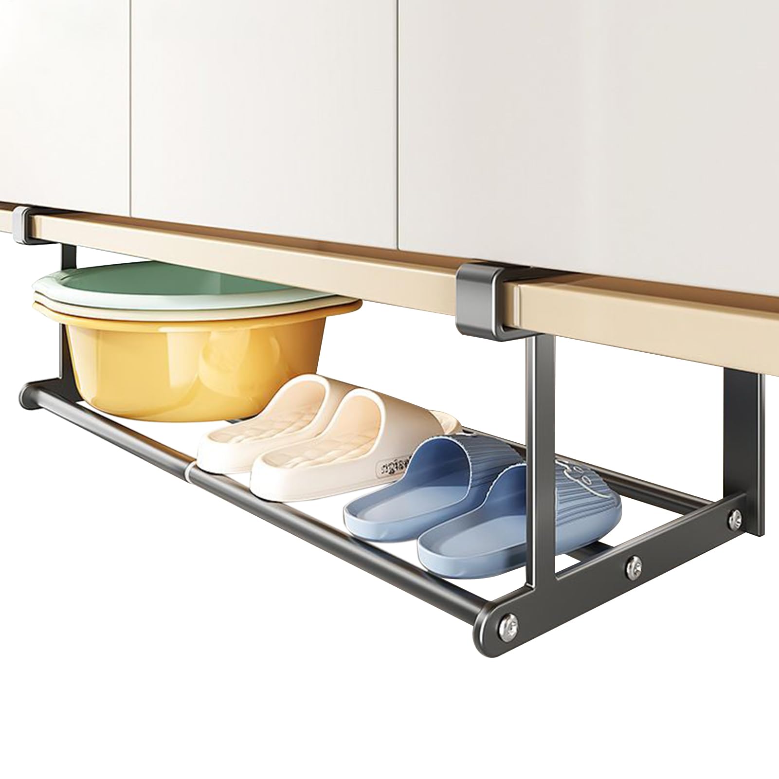 Panier de rangement télescopique extensible à double barre de séchage pour évier