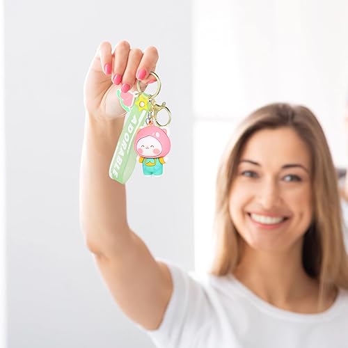 Miniatura 6 de Juego de llaveros de frutas con forma de durazno para mujer, bolso y colgante, Amarillo