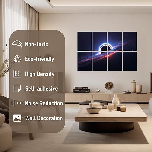 Miniatura 3 de Paneles acústicos artísticos, azulejos decorativos para habitación, paneles absorbentes de espuma a prueba de sonido, amortiguación de ruido,