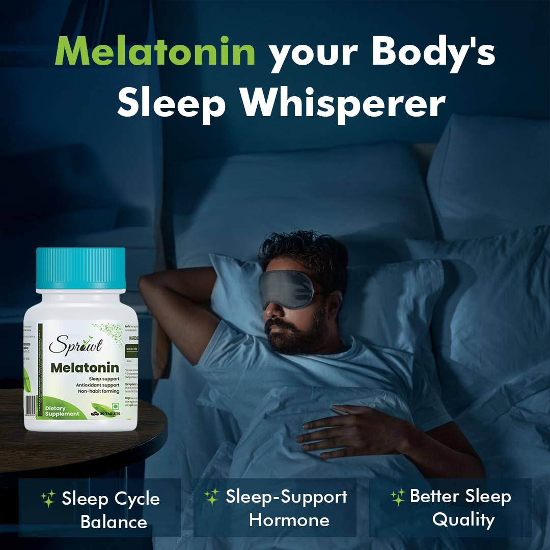 Sprowt Melatonin 10mg Sleeping Tablets | Sleep Supplement, Antioxidant Support & Non-Habit Forming - 30 Veg Tablets 4