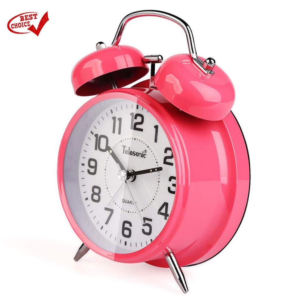Amazon 子供用の目覚まし時計 かわいいミニマリストのサイレントベッドサイドクロック 子供用の着信音 Pink B 置き時計 掛け時計 オンライン通販