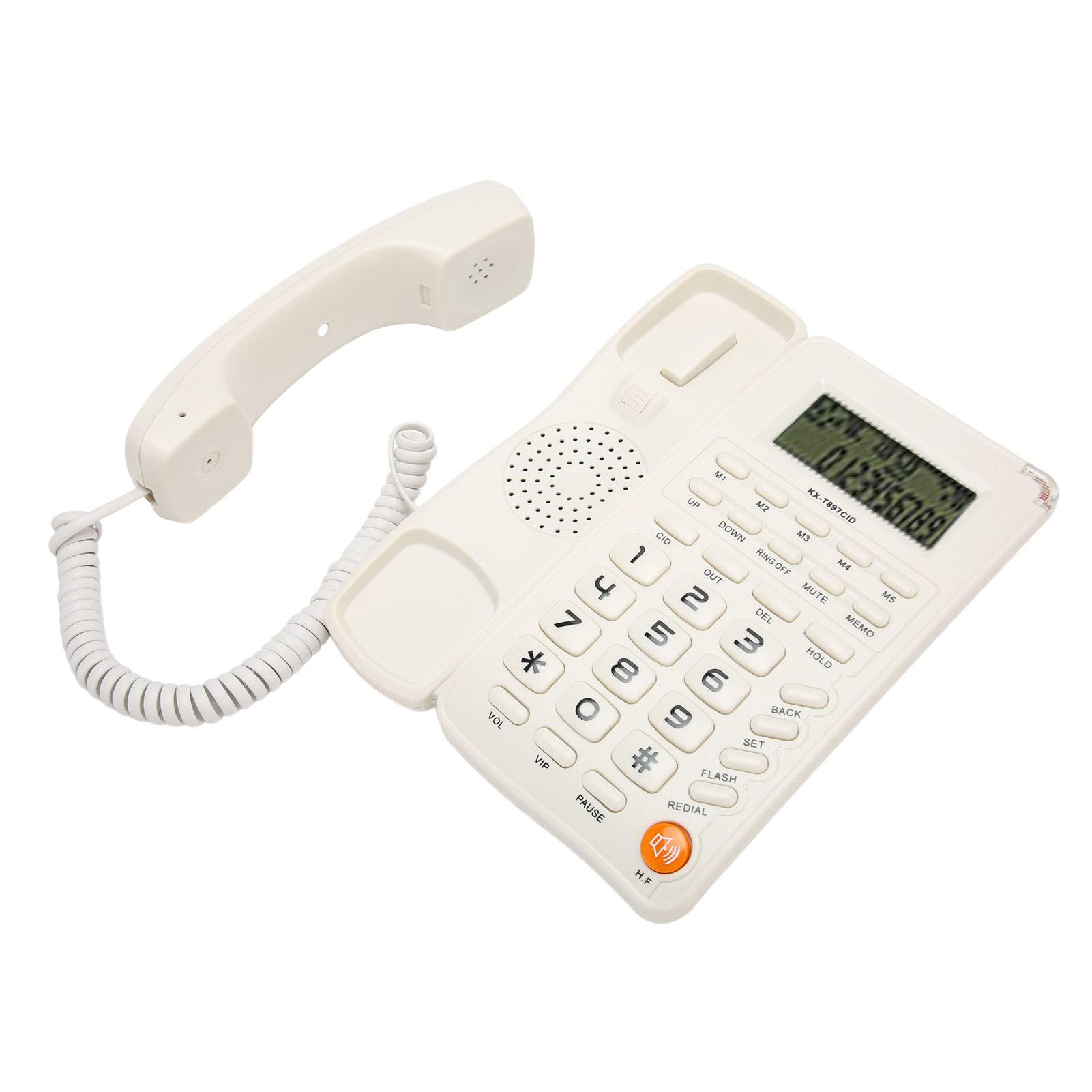 Teléfono con Cable, Teléfono con Cable con Altavoz, Identificador de Llamadas, Llamada en Espera, Teléfono Fijo con Botones Grandes para el Hogar, Oficina, Hotel, Ancianos (Blanco)
