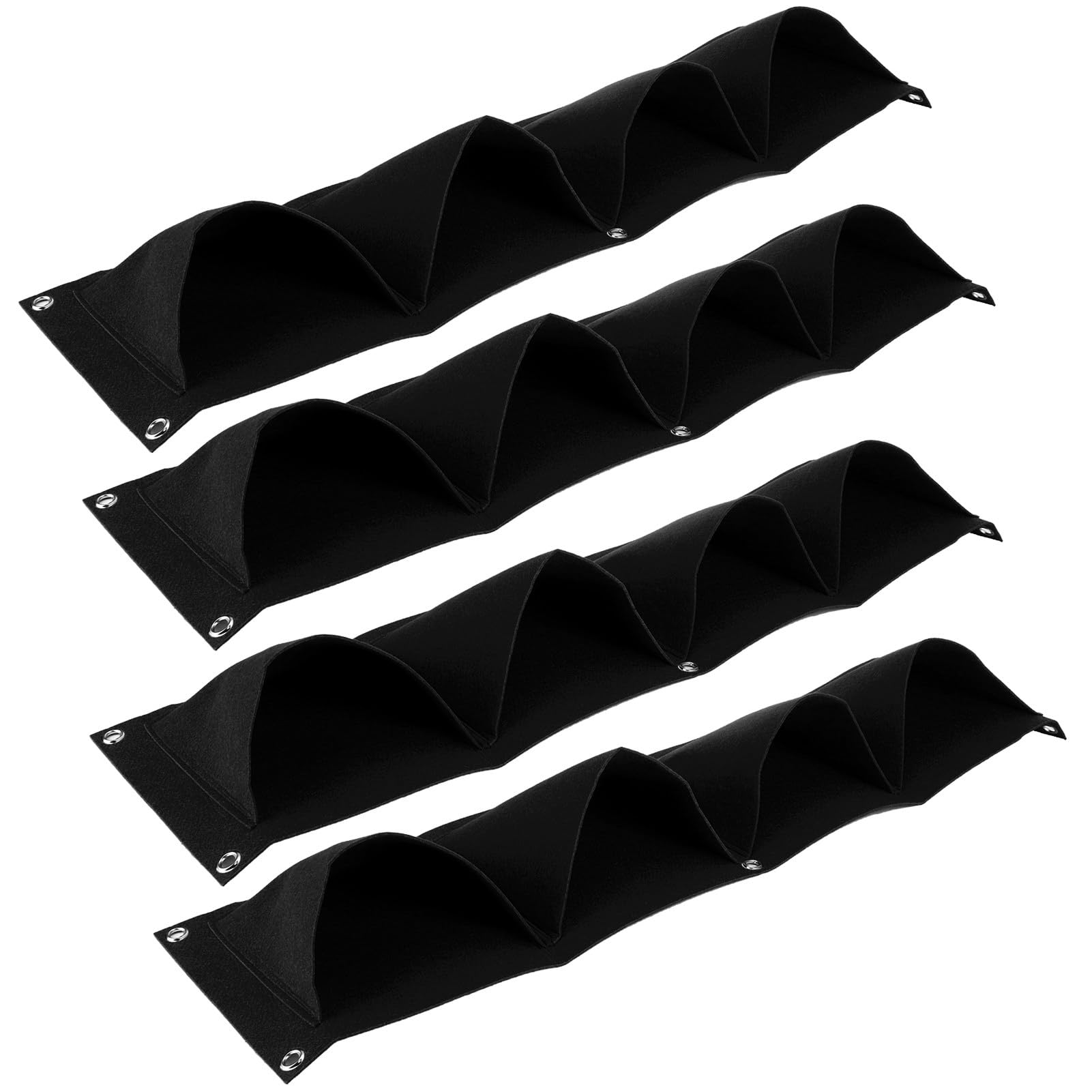 ZASCHMOY Wall Mounted Reusable Plant Grow Bag – 4 Pockets Felt Garden Planter for Flowers & Vegetables Eco-Friendly Black Hanging for Indoor & Outdoor (Black)