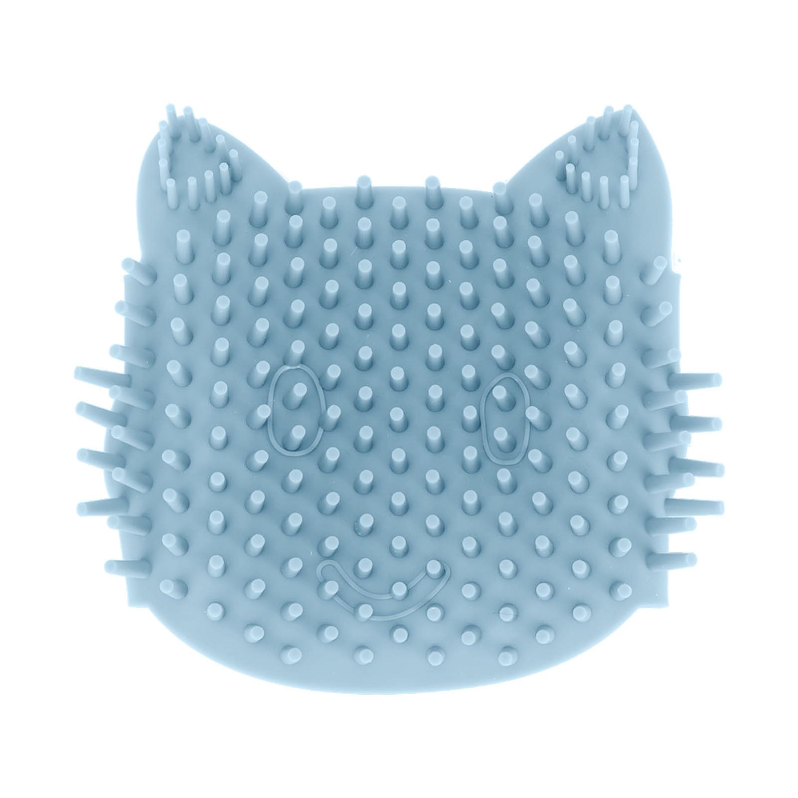 CHEOTIME Cat Self Groomer, Eco Friendly Silicone Wall Corner Scratcher with Catnip Massage Combs Cute Cat Shape Blue Scratch Massager Tool Dog Cat Corner Grooming Brush for Long Short Indoor Cats (L)