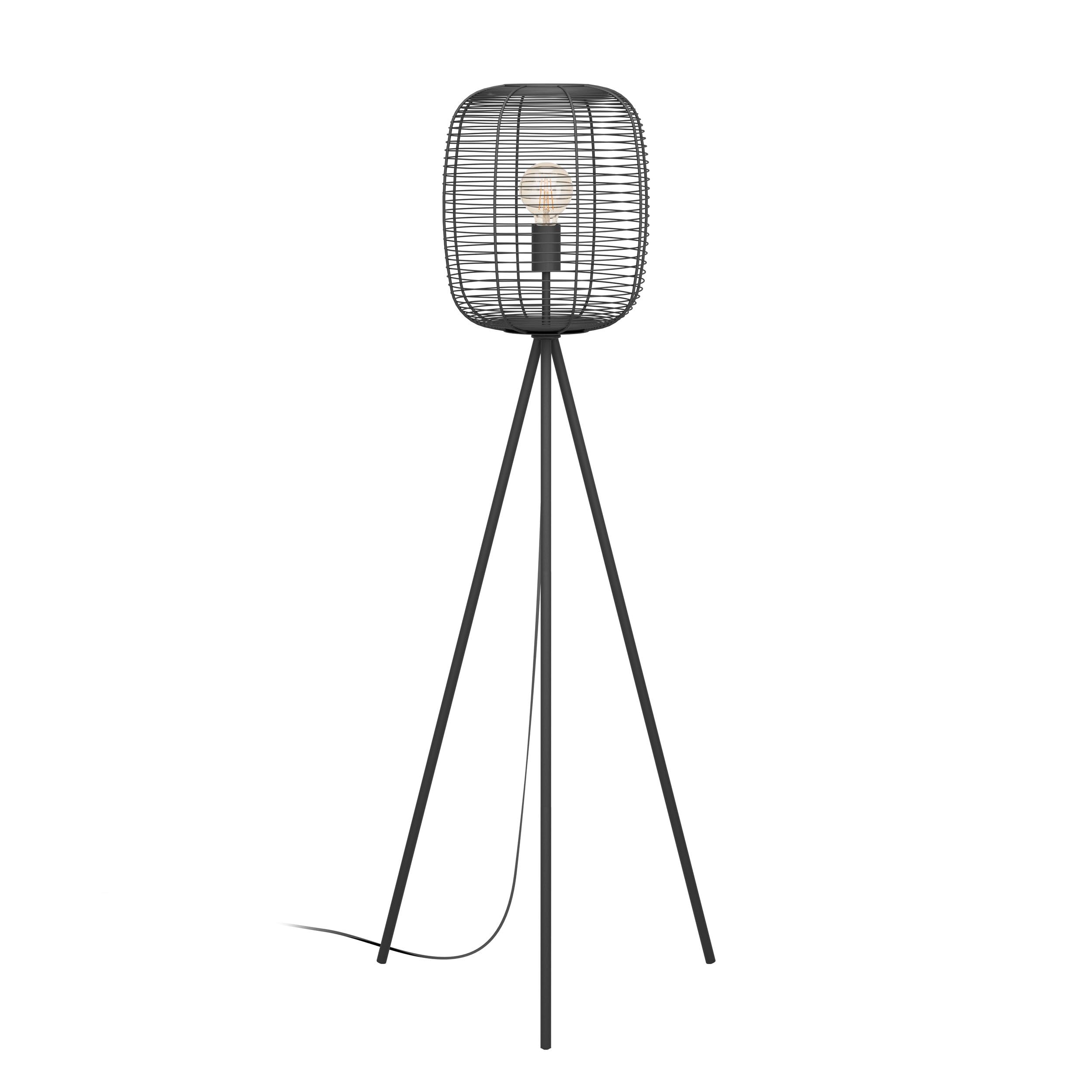 Eglo Schwarz Stehlampe Rinroe, Stativ Stehleuchte Standleuchte | Dreibein Aus Metall In Lampe Wohnzimmer Mit Schalter, Wohnzimmerlampe Mit E27 Fassung