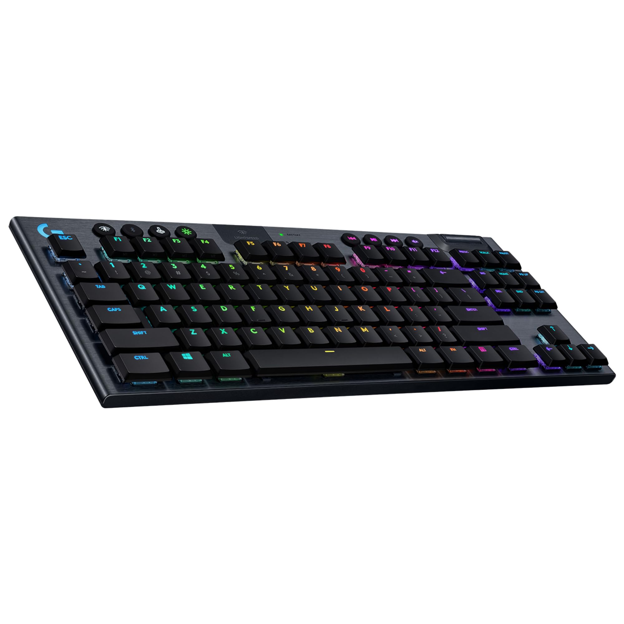 Logitech G915 TKL Tenkeyless LIGHTSPEED RGB Tastiera meccanica da gioco per PC portatile Switch a basso profilo, LIGHTSYNC RGB Wireless, funzione Bluetooth, nero