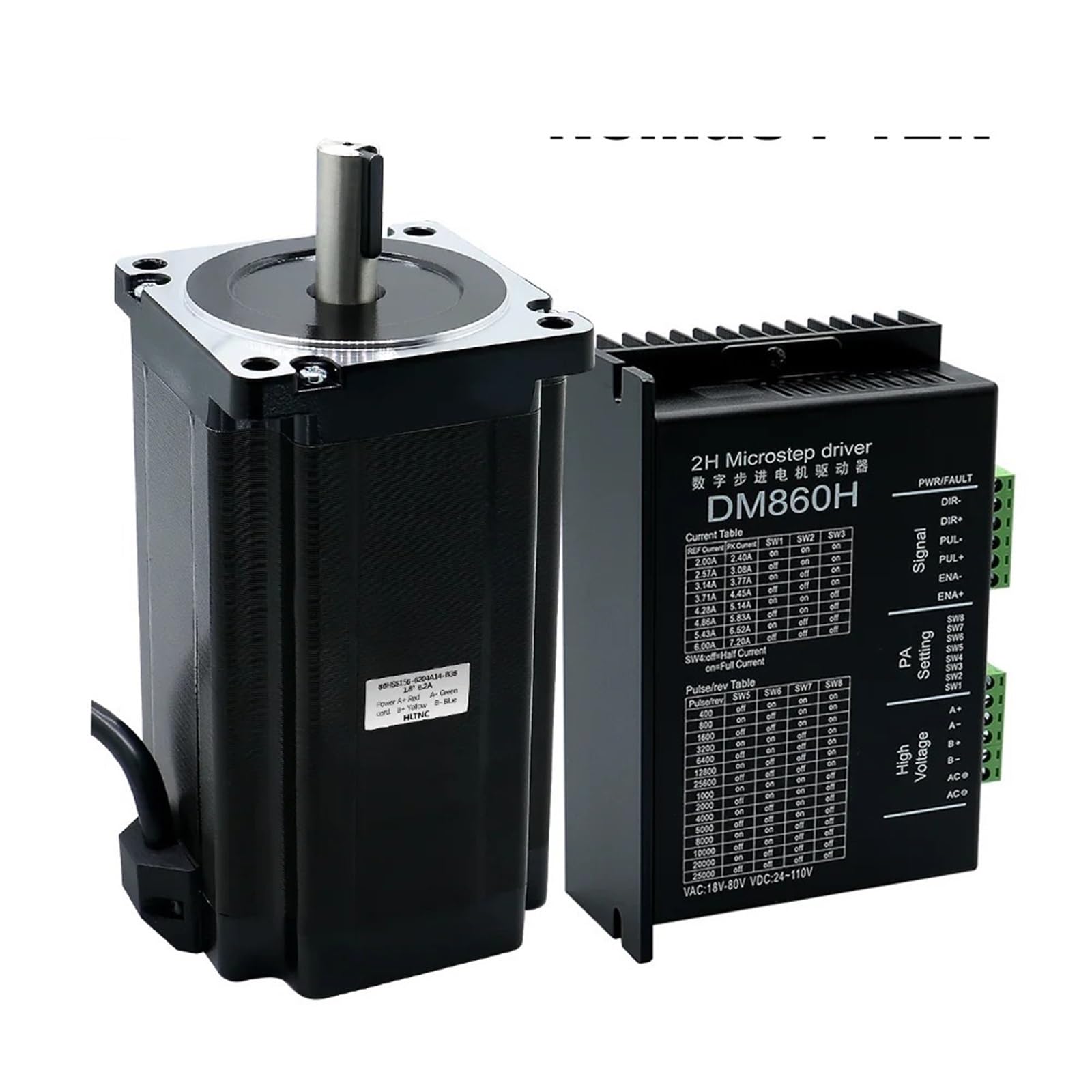 CNC Stepper Motor 86X156mm 12.5N.m 5.5A Diameter 14mm 1700Oz-in +dm860h / Dma860h 1Pcs(With DM860H Driver,Single Shaft)