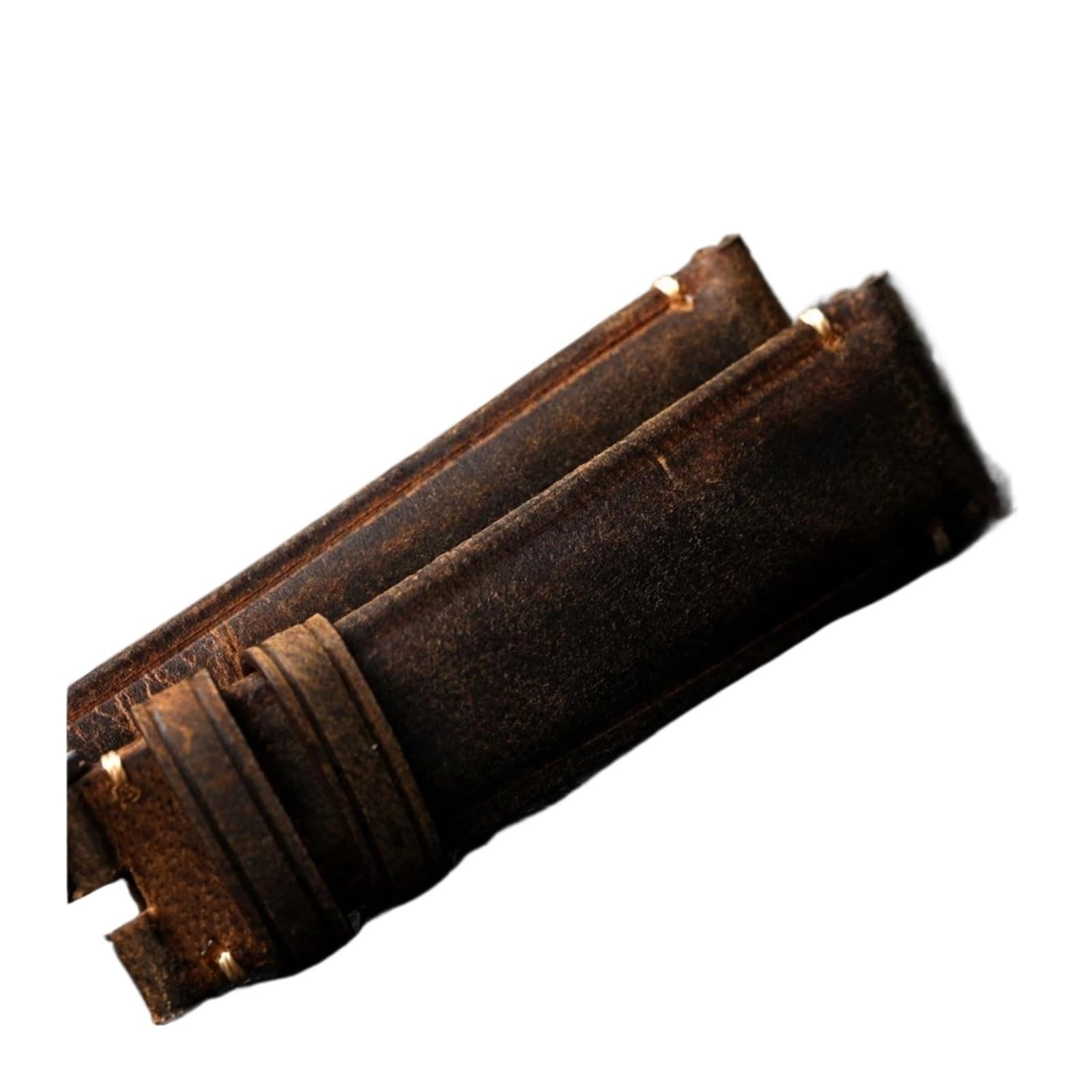 LUGEMA Handgefertigtes Uhrenarmband aus Rindsleder mit Kopfschicht, 18 19 20 21 22 MM, Braun, Vintage-Armband aus gebürstetem Leder, verdicktes Herren-Uhrenarmband