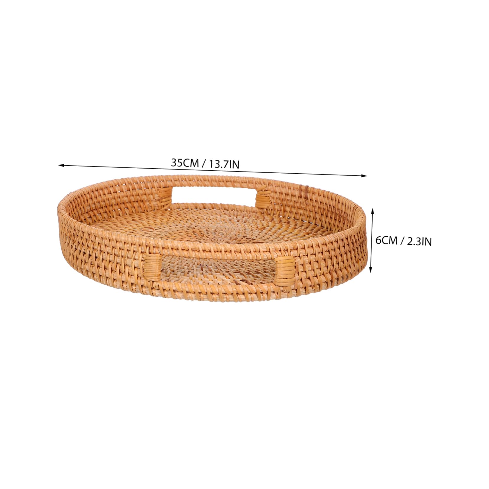 Cabilock Hand Woven Fruit Basket with Hollow Handles for Easy Carrying Decorative Tray for Home Dining and Gatherings