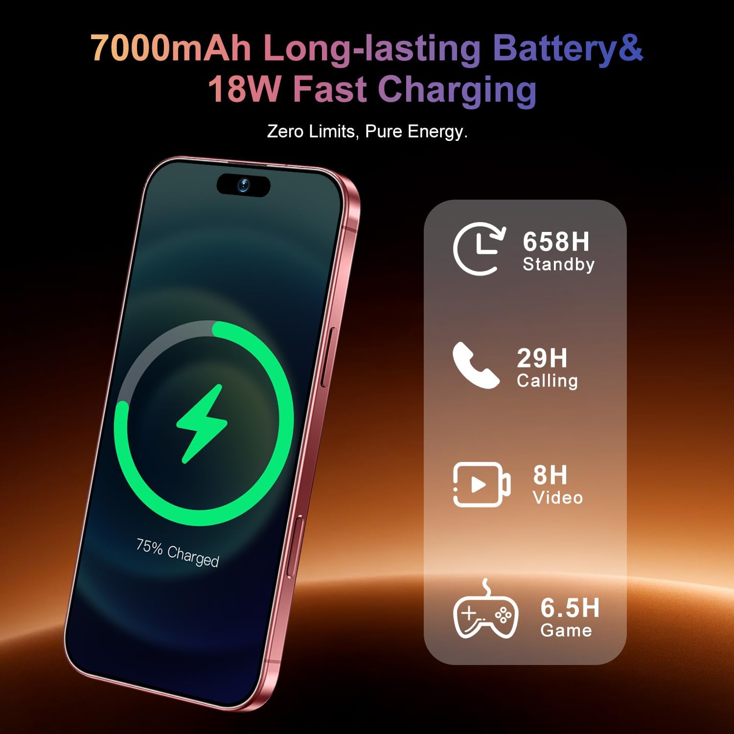 BDWJW 17PROMA X - 16GB+1TB Snapdragon8 Gen3 Android 15 5G Dual SIM 6.99" 68+108MP 7000mAh Battery - High-Performance Smartphone with Unbeatable Value (Burgundy, 16+1TB)