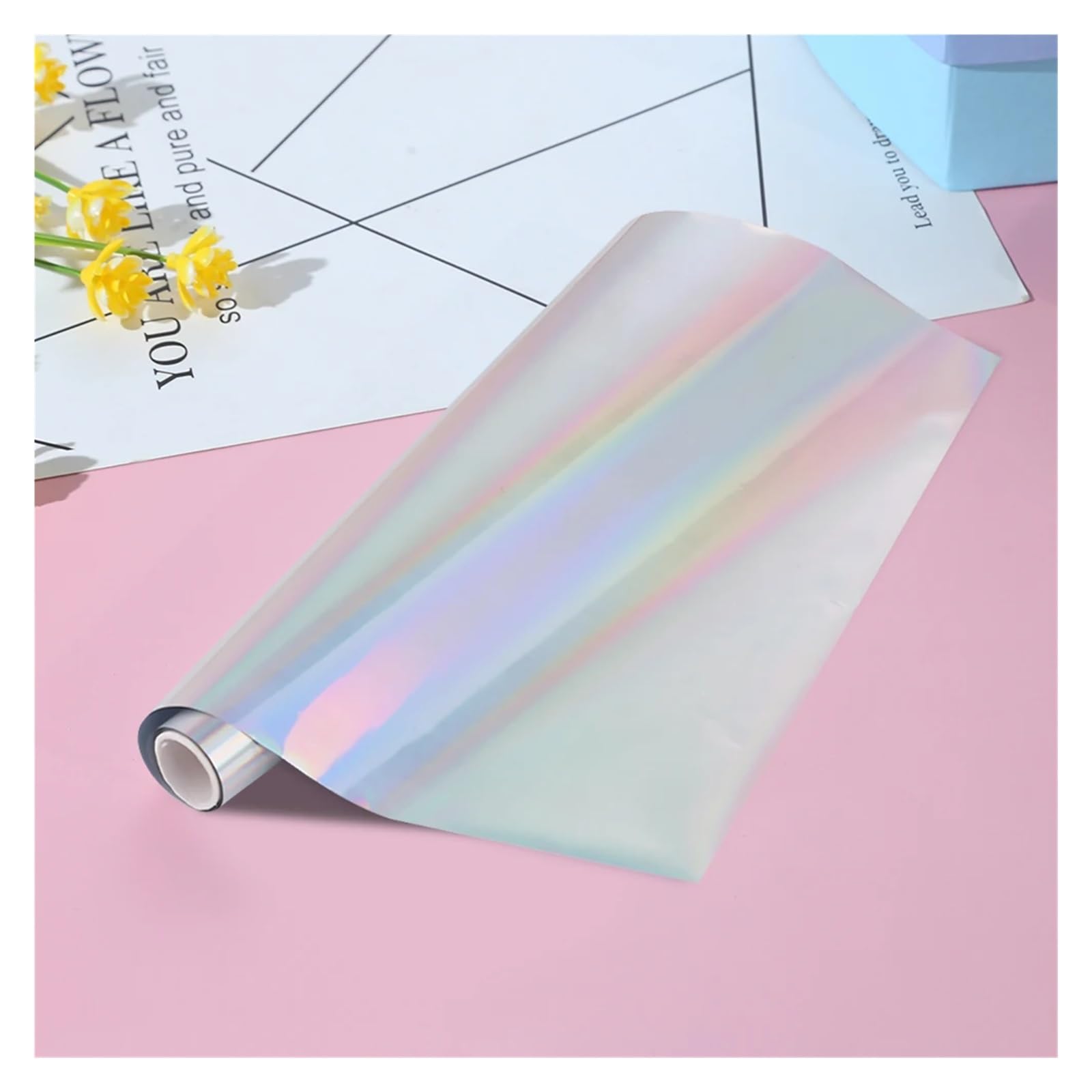 folia tonerowa, papier foliowy na gorąco, 5M DIY Hot Stamping Toner Reactive Holographic Foil Paper Przez Drukarkę Laserową i Laminator Używany Do Tworzenia Kartek Z Życzeniami(Golden)