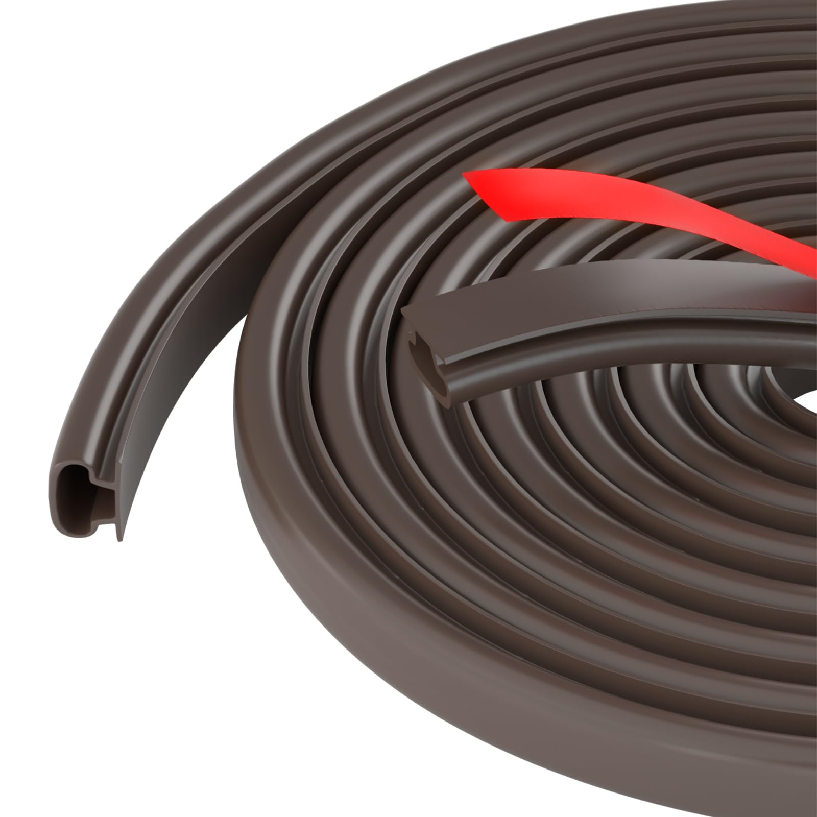 OXRQ Weather Stripping Door Seal Strip, Self-Adhesive Rubber D Shape Door Weather Seal Strip, Seal Strip for Windows for Door Frame Insulation with Large Gap (Brown, 23 Feet)