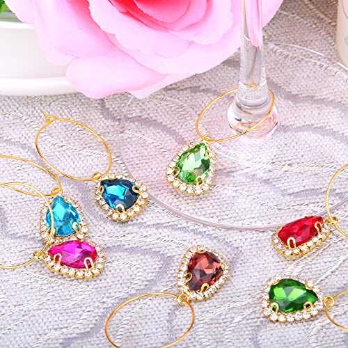 Gnollko 16Pcs Gem Wine Glass Charms,Wine Charms For Stem Glasses,Wine Glass Markers Tags,Wine Tasting Party Gifts Favors Decorations Supplies #TOP4
