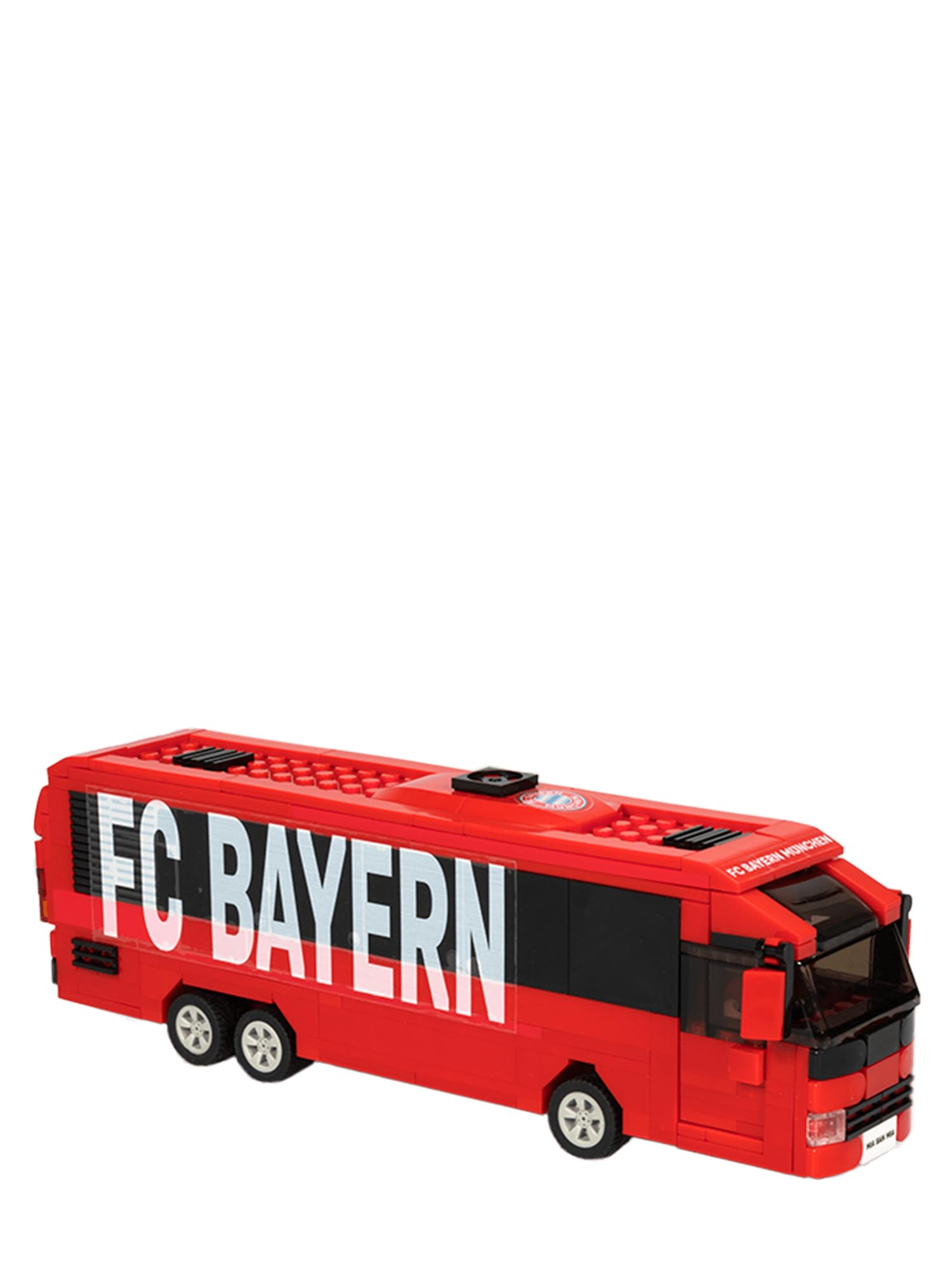 FC Bayern München Klemmbausteine Mannschaftsbus (Rot) I 340 Teile Bausatz für Kinder ab 6 Jahren I Kompatibel mit Klemmbaustein-Systemen I Offiziell lizenziert