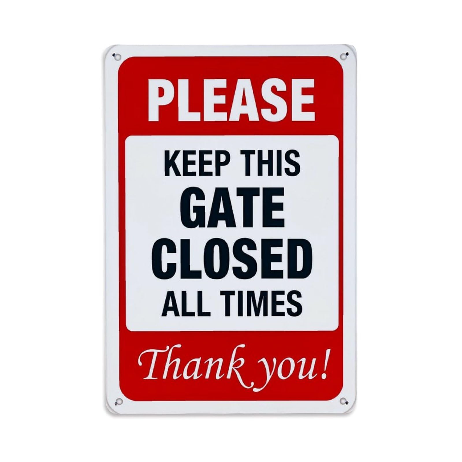 Please Keep Gate Closed Thank You Retro Metal Tin Sign, Vintage Decor Art Poster for Bar, Home, Man Cave, Kitchen, Laundry Room Gift 8x12Inch