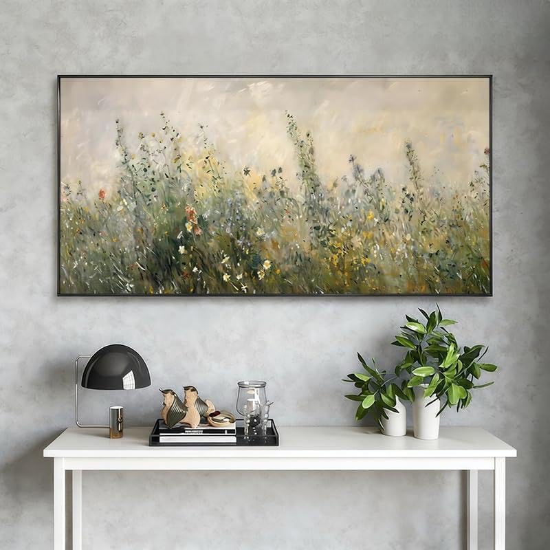Peinture de paysage de fleurs sauvages vintage moderne 60x120 cm