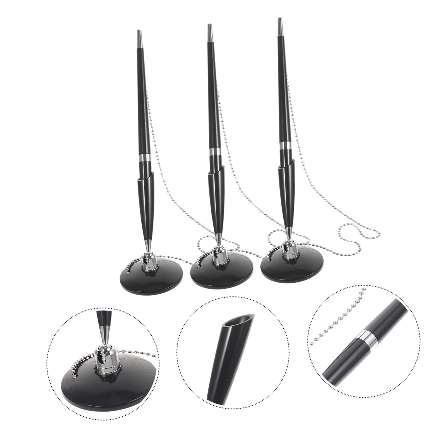 Ciieeo Pin-Stift Pin-Stift 3 Stück Dribbel Mit Kette Und Basis Dreh Business-Desktop-Kugelschreiber Zähler Gästebuch Die Kette Business-Signatur Design- Kunststoff