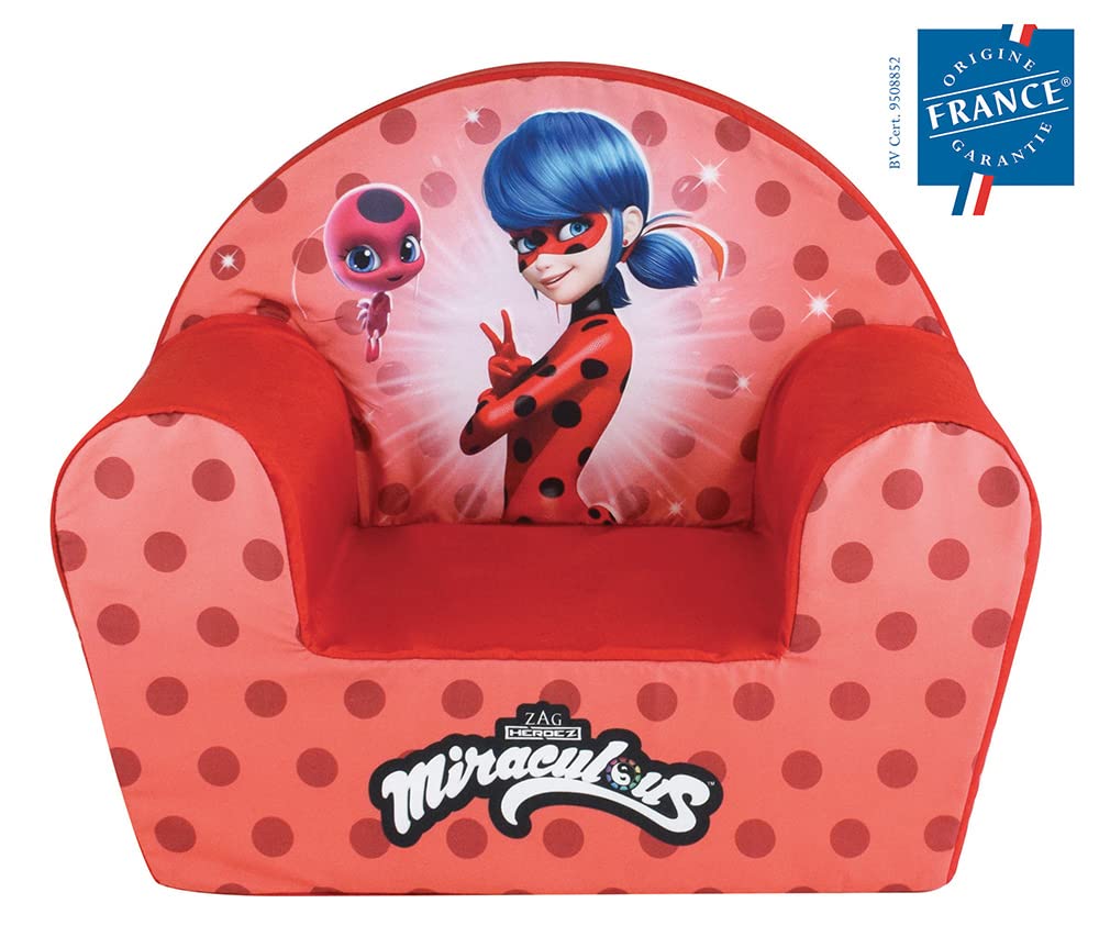 Fun House 713625 Miraculous Ladybug - Poltrona Club Origine Francia, garanzia per bambini, L.52 x P.33 x H.42 cm, Red, S