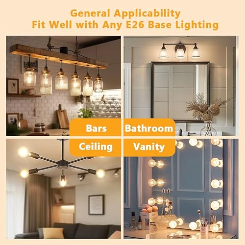 Miniatura 6 de DAYBETTER Bombillas LED Edison vintage equivalentes a 60 W, bombillas de filamento LED antiguas ST58, bombilla LED regulable con base media E26,