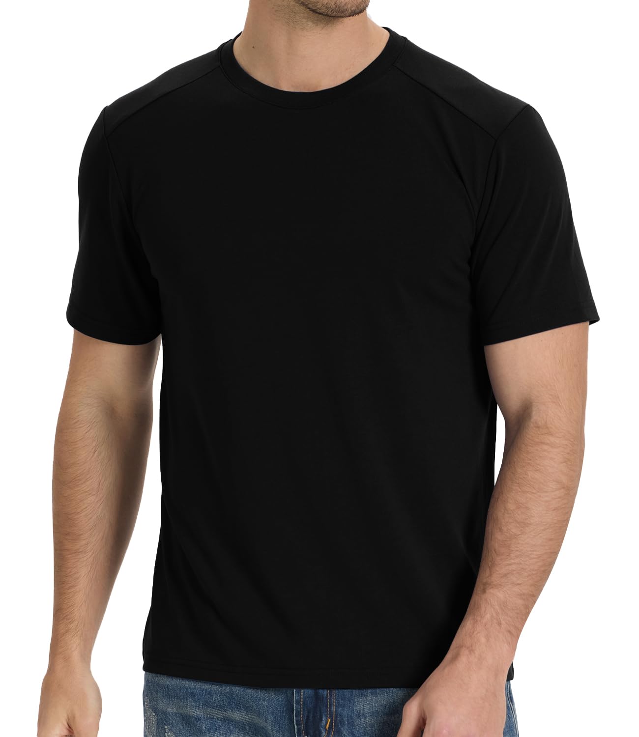 BAMBOO COOL Men's T-Shirts Short Sleeve Shirt Heavyweight Crew Neck T Shirt for Man Moisture Wicking Casual Tees