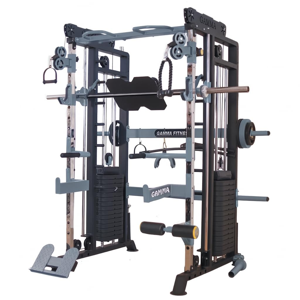 GAMMA FITNESS FTS-101 Multi Gym Functional Trainer with Smith Machine for Home Gym Equipment (Light Grey)-image-8