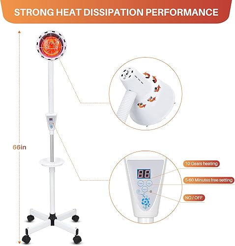 Miniatura 6 de Terapia de luz infrarroja infrarroja 275W lámpara de terapia infrarroja para cuerpo o dispositivo de terapia de dolor con temporizador y soporte de