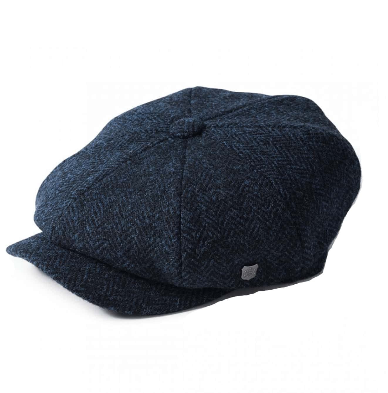 Failsworth Boys Pattern 3001 - Navy Millinery Carloway Harris Tweed Baker Cap (Latest Version) In Pattern 3302 - Navy, Size: Xl (61Cm)