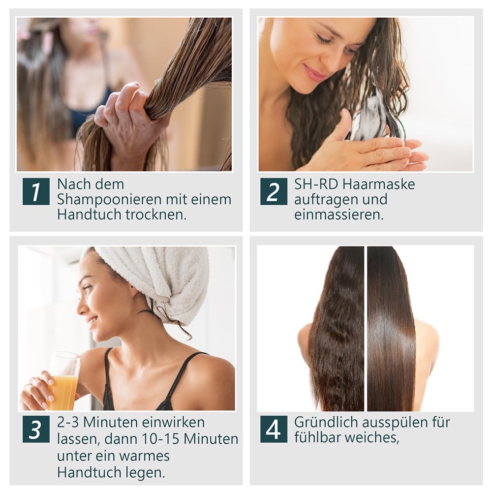 SH-RD Protein Haarmaske | Intensive Feuchtigkeitsmaske mit Arganöl, Sheabutter, Maroccainöl| Tiefenwirksame Haarkur für trockenes/geschädigtes Haar | Haarpflege Treatment zur Feuchtigkeit - 400ml