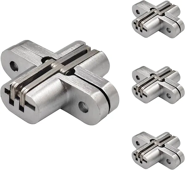 Miayaya 4 Pack Hidden Hinges for Doors Invisibl Hinge 0.5 Inch Zinc Alloy 180 Degree Cross Hinge for Folding Door Wooden Door Cabinet Door