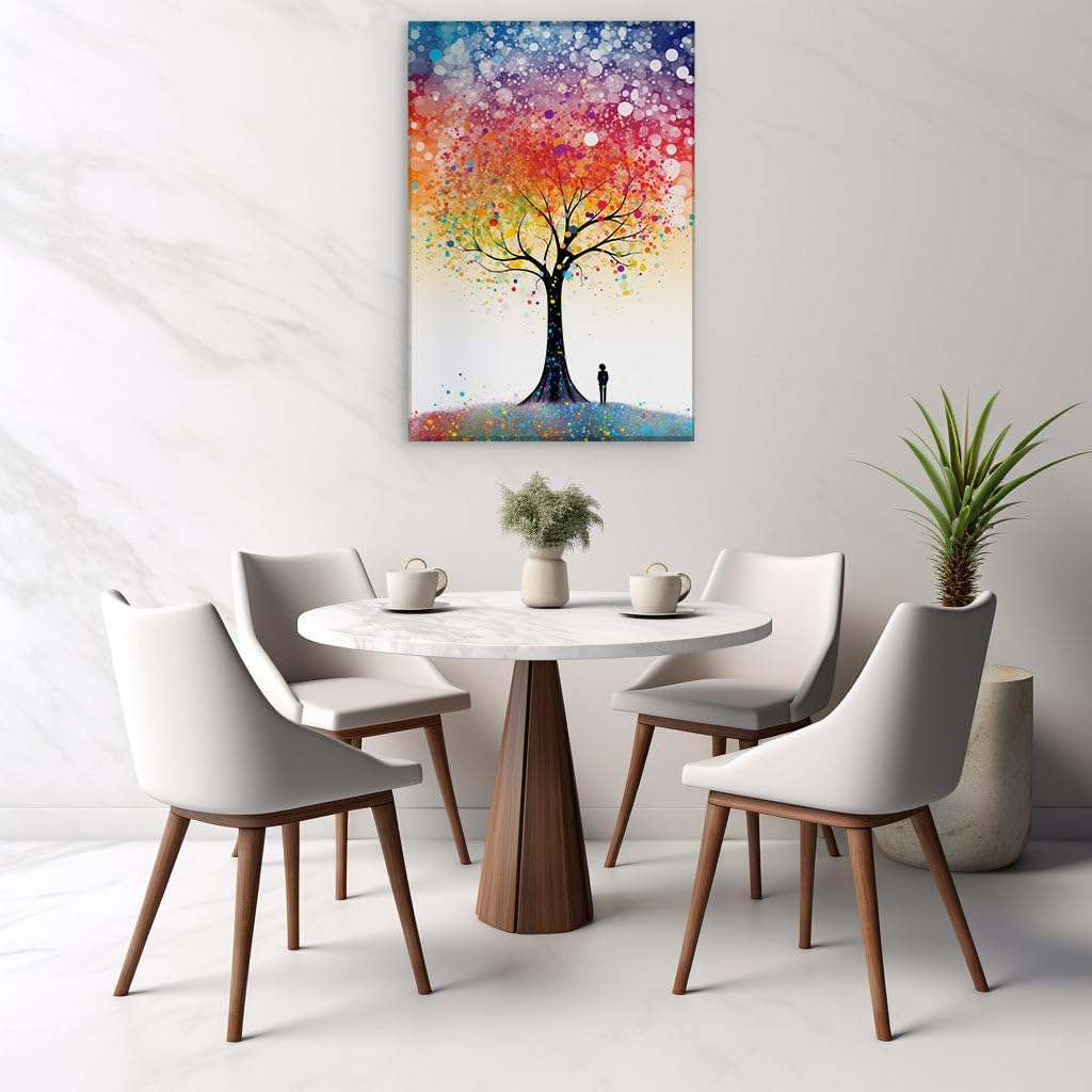 Canvas for Living room. Captivating Chromatic Canopy: Unraveling the Vivid Dreamscapes of an Abstract Arboreal Masterpiece, 27 x 18 inch Canvas Wall Art - Ready to Hang