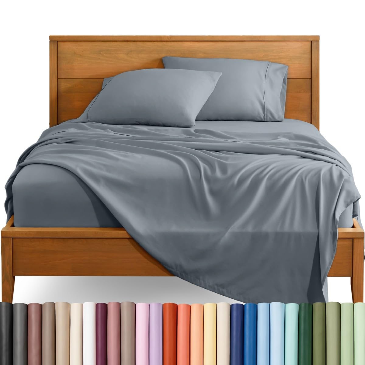 Bare Home King Sheet Set - 1800 Ultra-Soft (King, Steel Blue)