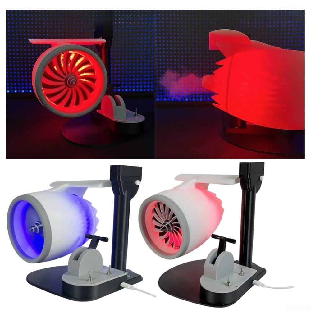 Wentylator biurkowy silnika lotniczego z nawilżaczem, model turbofanu USB ze światłem LED i regulowanym przepływem powietrza, do dekoracji domu, biura, bezprzewodowy, czerwony