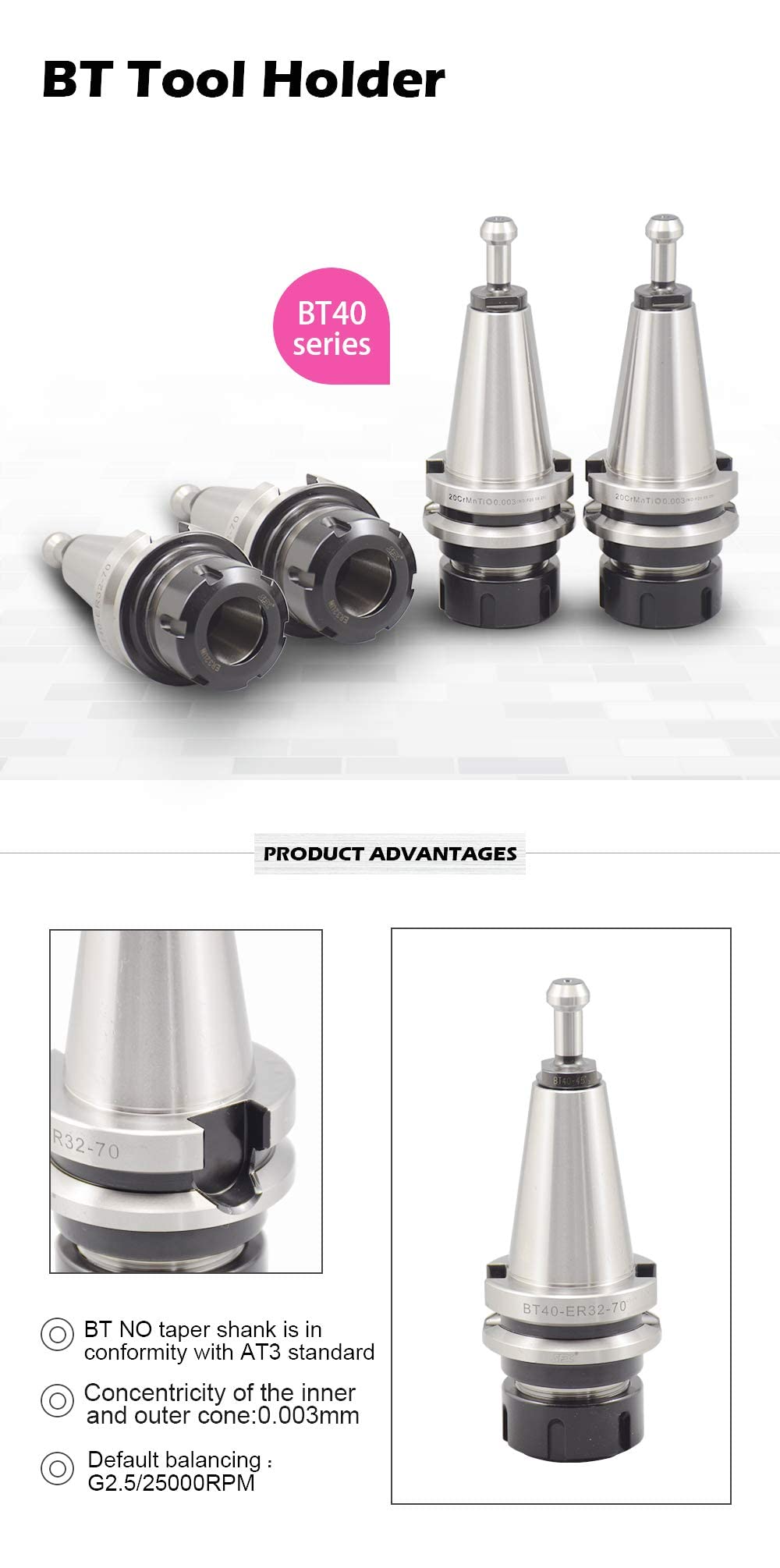 Amazon.co.jp: US Stock 4個 BT40-ER32-70 ツールホルダー BT40 ER32