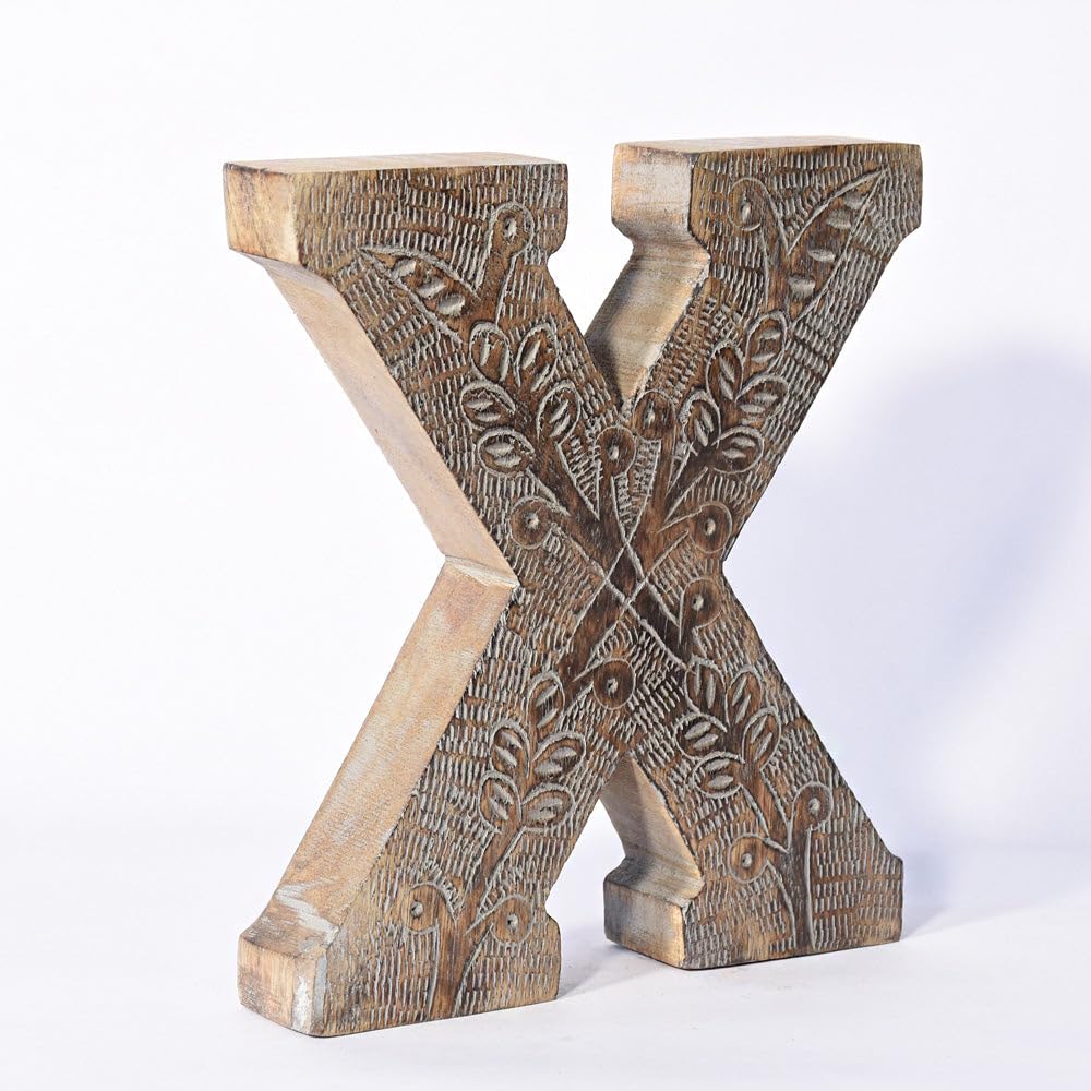 BBHHOMES Vintage Gray Handmade Eco-Friendly X Alphabet Letter Block for Wall Mount & Table Top Décor