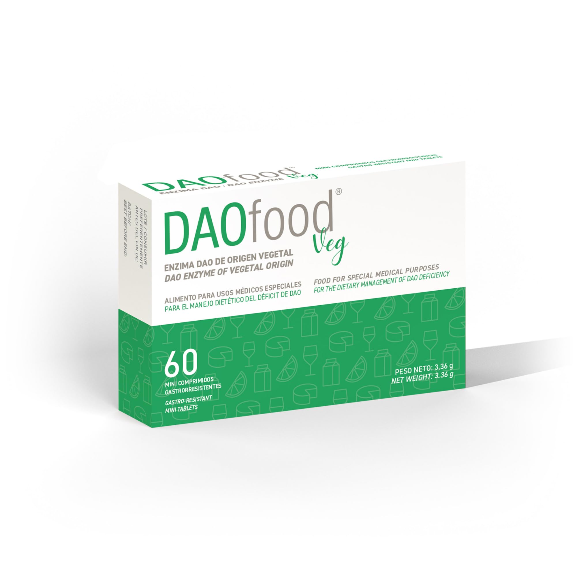 DR Healthcare - DAOfood Veg - Enzima DAO - Origen Vegetal - Contribuye al Equilibrio de la Histamina Alimentaria - Blister 60 Mini-comprimidos Gastrorresistentes de DAO