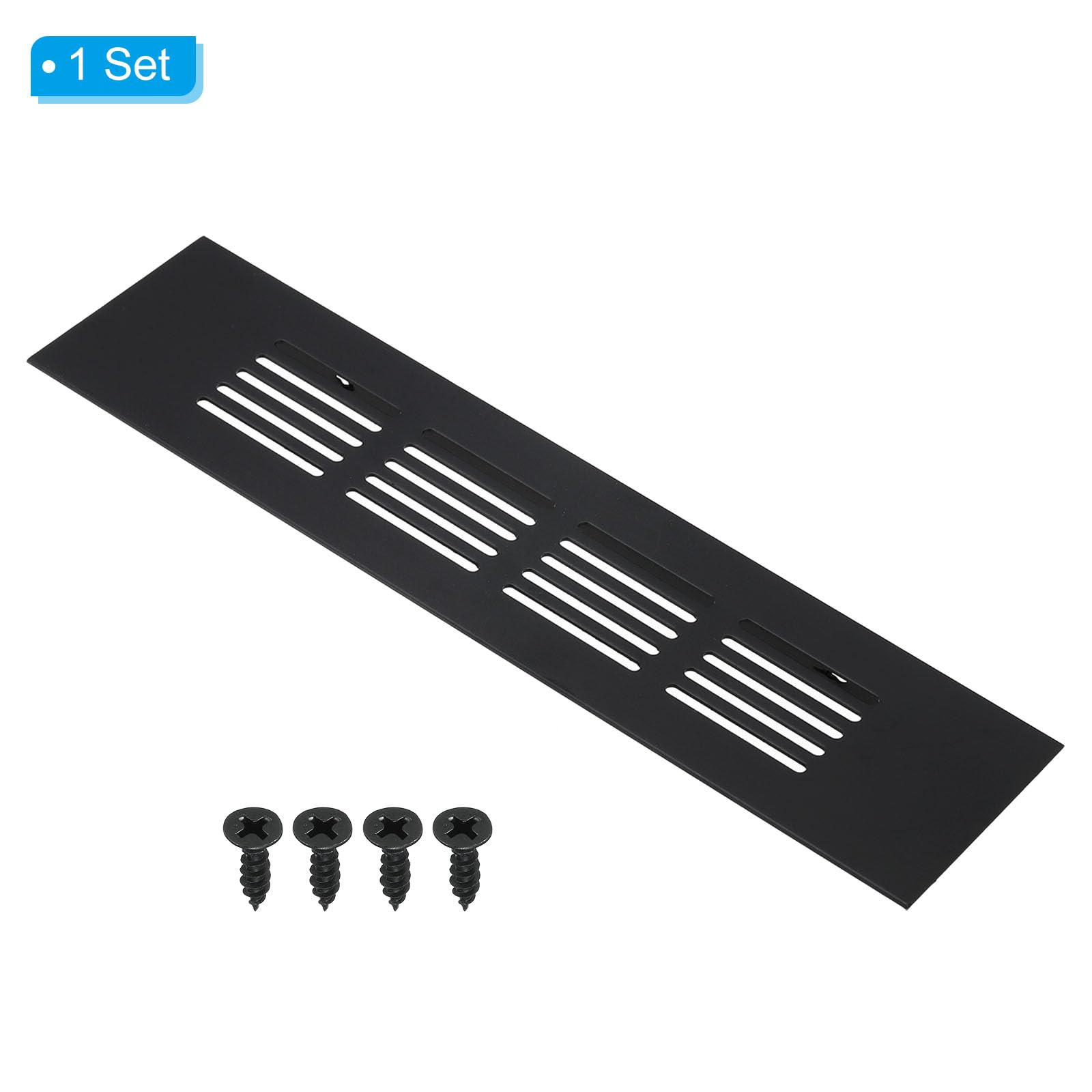 PATIKIL 8 x 2 Inch Door Air Vent Cover, Aluminum Grille Ventilation Cover Louvered with Mounting Screws for Cabinet Wardrobe Door Black - Image 3