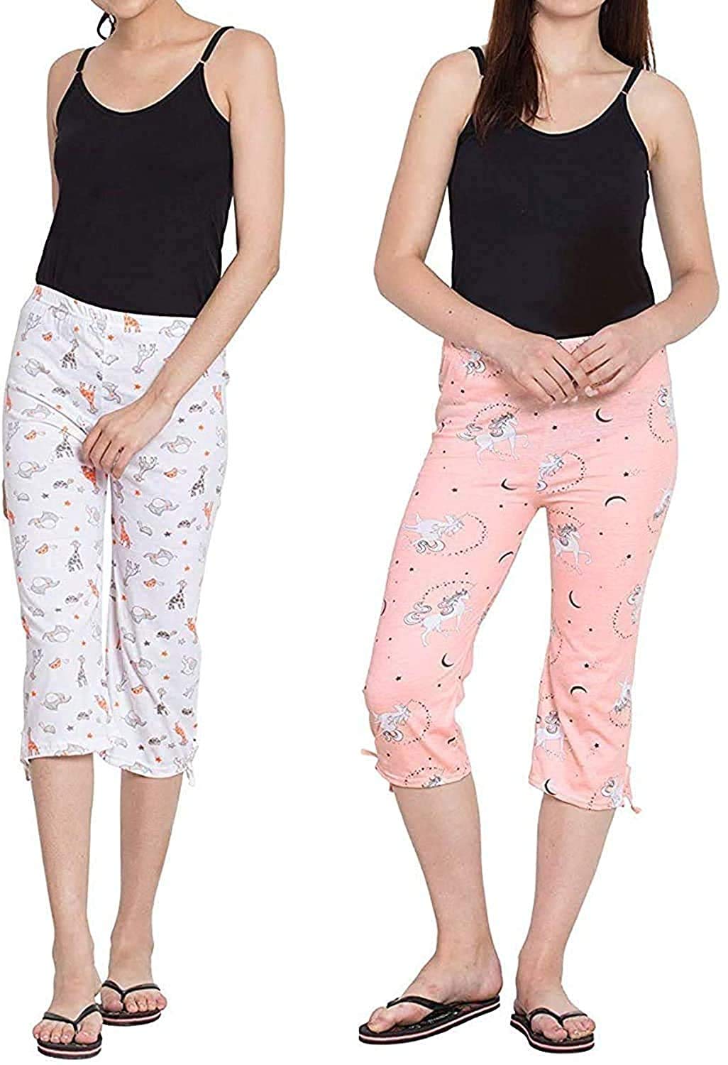 lady willington Womens Track Pant Capri Cotton Printed Capri/Lounge Wear –Soft Cotton Night Wear/Capri for Women(Combo Pack) (2, Small)-picture-18
