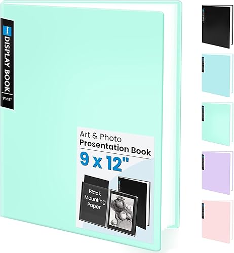 Miniatura 10 de Sooez Portafolios de arte de 11 x 17 pulgadas, carpeta grande con 30 bolsillos y hojas interiores negras, 60 páginas, libro de presentación de 11 x